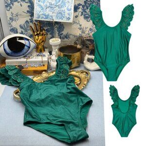 🆕 ZIMMERMANN KIDS 🧿 NWT Ottie Embroidered 1PC, Green - Sz 8 Y